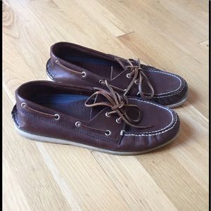 J. Crew espresso brown boat shoes sz 8 good